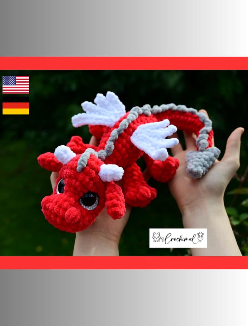 Fern the Dragon — Crochet Pattern (German PDF + Bonus)